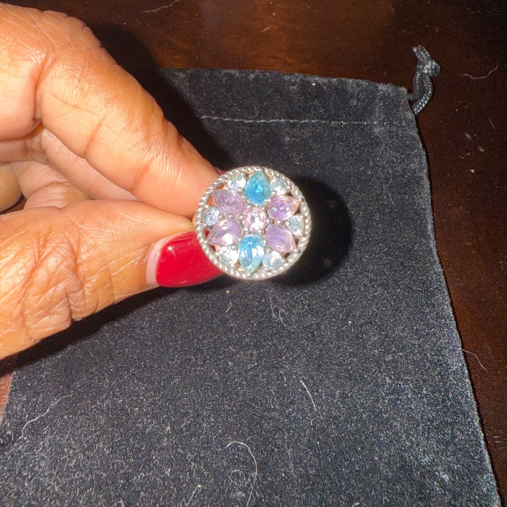 Effy Sterling Silver, Amethyst, and Blue Topaz Ring